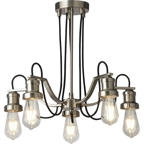 Lampadario Contemporaneo Olivia Acciaio Argento 5 Luci E27 (1/5)