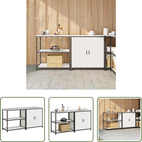 Küchenschränkchen - Aufbewahrungsset für die Küche 2 pcs Weiß Kaltgewalzter Stahl (1/5)