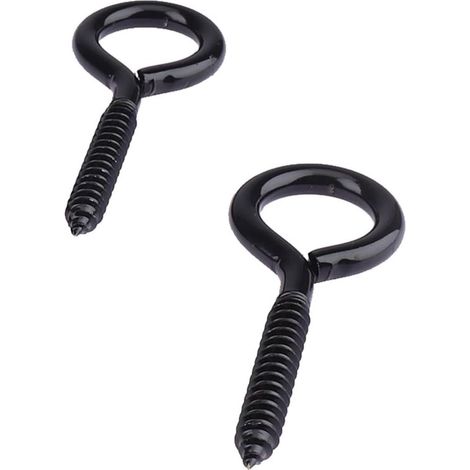 Lot de 10 vis à œillet M6 x 80 mm en acier inoxydable, anneaux robustes pour hamacs, auvents, chaises suspendues et câbles, noir (1/5)