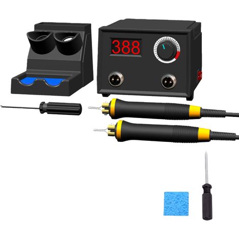 Stylus Chauffant - Station d'Affichage Numérique avec 2 Prises - Pour Marquage à Chaud sur Bois Cuir Courge - 20 Embouts Inclus (1/5)