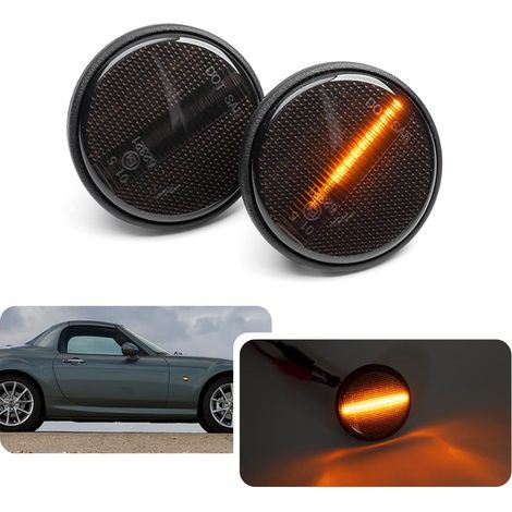 1 paire de clignotants latéraux dynamiques à LED fumées pour Mazda MX-5 MK1 MK2 MK3 NA NB NC 1990-2015 Noir (1/5)