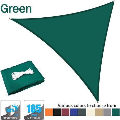 (Vert, 2x2x2M) Voile d'ombrage triangulaire imperméable, protection UV à 98%, convient aux jardins de pergola extérieurs. (1/5)