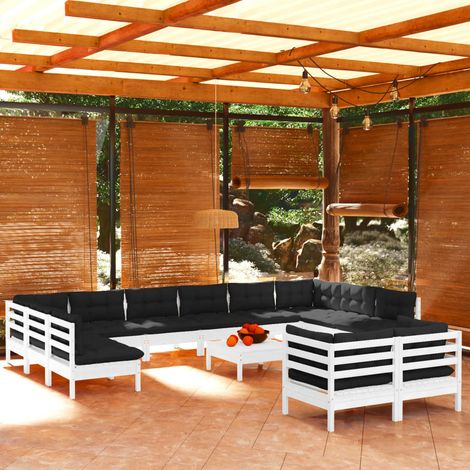 13-tlg. Garten-Lounge-Set mit Kissen Weiß Kiefernholz vidaXL (1/5)