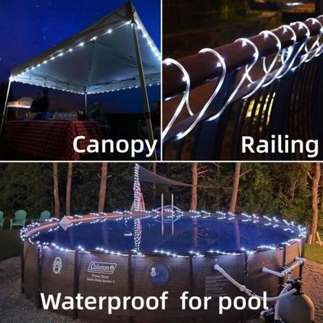Guirlande Lumineuse Solaire Extérieure tanche 20M 200 LED - Guirlande Lumineuse Solaire Fée Patio tanche - Blanche froide (1/4)