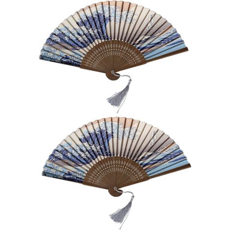 tragbare japanische Faltfächer, verziert mit traditionellen japanischen Ukiyo-e-Drucken (1/4)