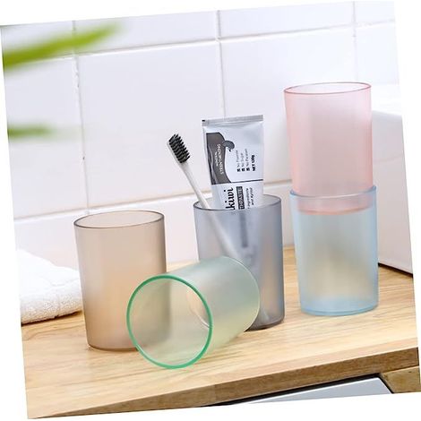 Transparenter Becher für Kinder, blau und rosa, kreativer Zahnbürstenbecher, Zahnbürstenbecher für Erwachsene (1/5)