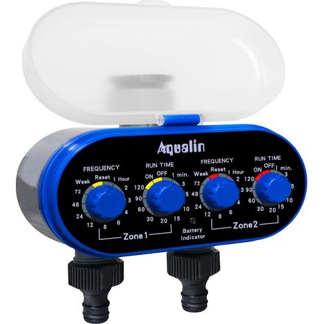 Programmateur d'arrosage électronique double sortie 220V étanche ABS réglable 1-72h durée 1-120min pour jardin extérieur (1/4)