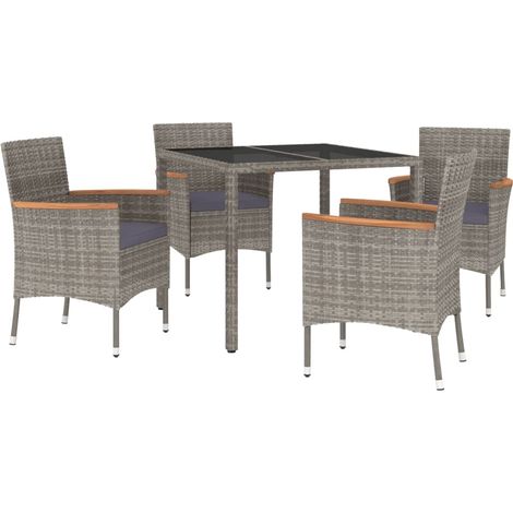 Maison Exclusive - Set da Pranzo da Giardino 5 pz con Cuscini in Polyrattan Grigio