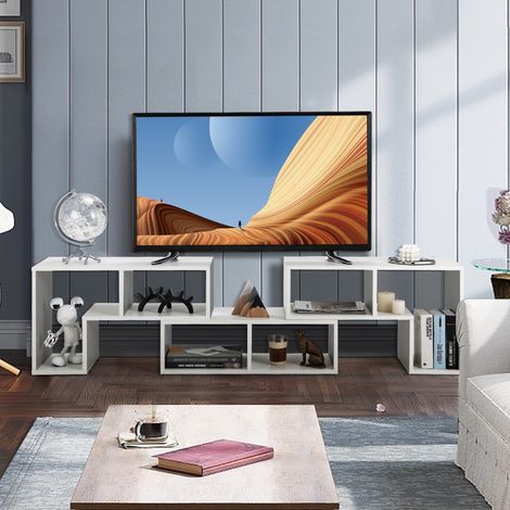 Meuble TV 3 Pièces 140x30x43cm Combination Libre pour Télévision Jusqu’à 49 Pouces pour Salon Chambre Bureau en MDF Blanc Maison Chic (1/4)