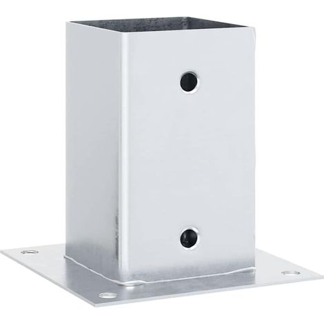 vidaXL Bases de poteau carrées 4 pcs argent 91x91 mm acier galvanisé