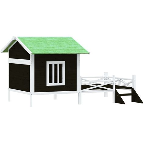 Caseta para perros madera maciza de pino gris 159x120x88,5 cm vidaXL (1/5)