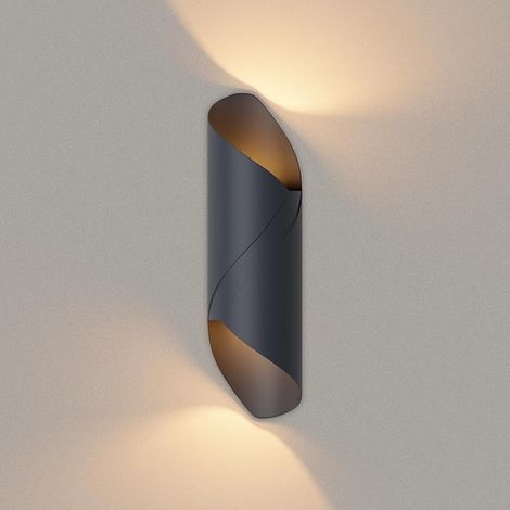 Applique Murale Exterieur/Interieur 18W 1250LM, IP65 Lampe Murale Up Down LED Modernes en Aluminium, Éclairage Exterieur pour Entrée Couloir Jardin, Blanc Chaud 3000K, Anthracite (1/5)