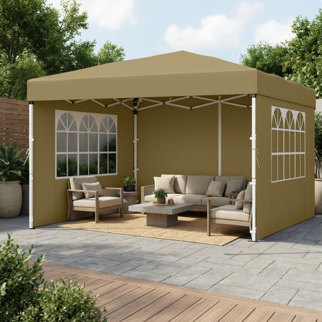 Songmics – Tonnelle pliante 3 x 3 m – Protection solaire avec parois repliables – Structure en acier et tissu Oxford – Sac de transport inclus