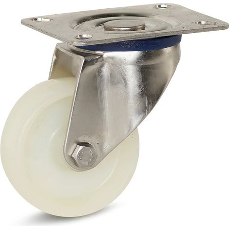 Roulette pivotante - MESO - Nylon inox - Platine - 80mm - 140kg