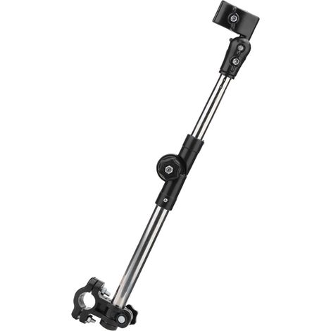 Support de fixation pour parapluie de poussette, vélo ou trottinette, avec pince de serrage et connecteur. (1/5)