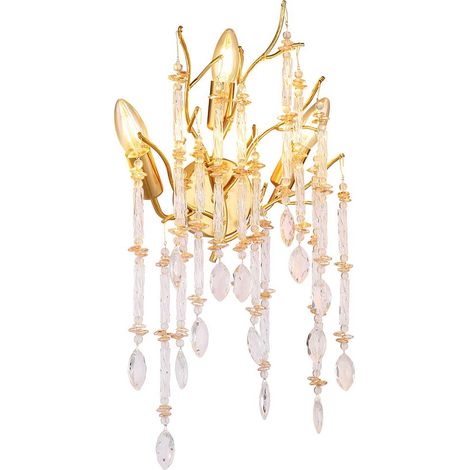 Wandleuchte Wandlampe Flurleuchte gold Kristalle Glas H 50 cm (1/3)