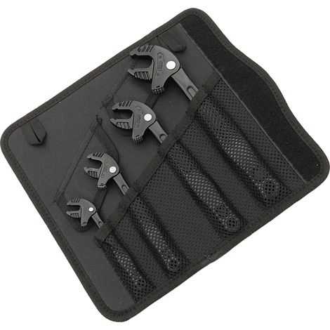 Lot de 4 clés à molette réglables à blocage automatique 7-10mm 10-13mm 13-16mm 16-19mm avec mâchoire à rochet acier CrMo pour réparation tuyauterie entretien auto domicile (1/5)