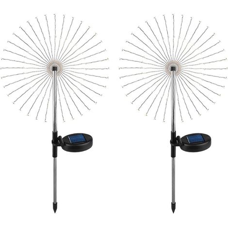 Solar-Gartenleuchten mit 90 LEDs, warmweißes Licht, IP65 wasserdicht, zwei Leuchtmodi, 2er-Pack