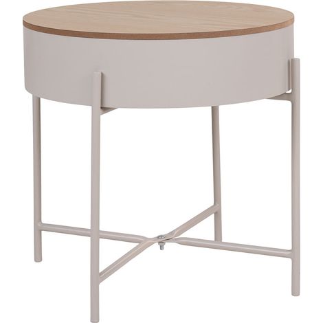 DISCO - Table avec Rangement sous le Plateau Gris Clair et Naturel (1/5)