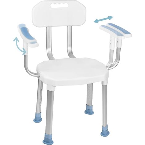 Naizy – Siège de douche réglable 74-90,5cm – Antidérapant – Accoudoirs ajustables – Capacité 150kg – Installation facile (1/5)