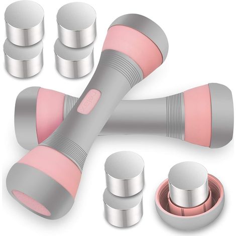 Haltère Musculation Réglable 2 2KG, 3 en 1 Haltères Poids Réglables pour Femme, Poignée en Néoprène Antidérapante pour Fitness, Gym, Pilates, Entraînement Musculaire - Rose (1/5)
