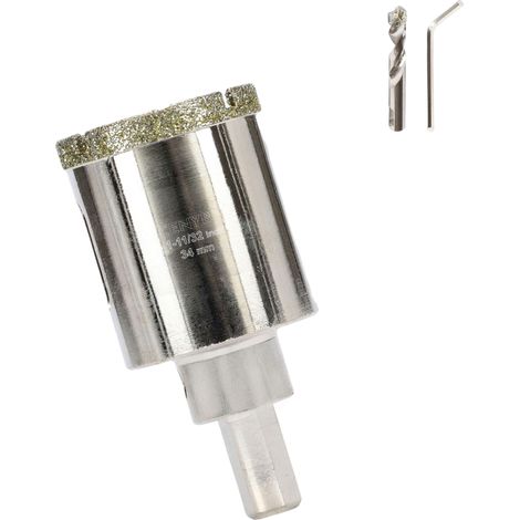 1-11/32 Pouce 34mm scie cloche carrelage foret diamant carrelage avec foret de centrage Revêtue de diamant Adaptée pour Verre Marbre Porcelaine et Céramique (1/5)