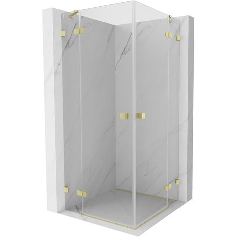 Mexen Lunar Duo cabine de douche pivotante 70 x 70 cm, transparent, doré brossé - 834-070L-070P-55-00 (1/3)