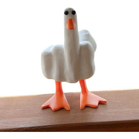 Figurine Canard Résine Funny Middle Finger Duck Statuette Décorative pour Bureau Maison Bureau Décoration Créative (1/5)