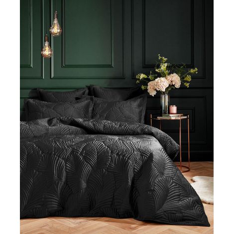 Ensemble de Couette en Velours Matelassé Palmeria - Noir - Super King (1/4)