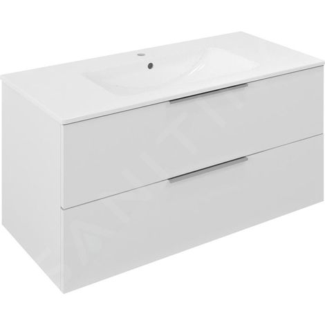 Sapho Cirasa - Meuble-lavabo, 100x52x46 cm, 2 tiroirs, blanc CR100-3030 (1/2)