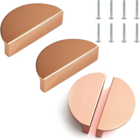 Juego de 4 tiradores de cocina de metal, pomo para muebles, tirador para armario de cocina, incluye tornillos de montaje, tirador de puerta semicircular, para muebles de oficina y mesita de noche (1/5)