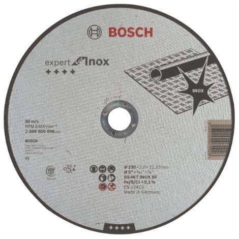 Bosch – Disque à tronçonner fin pour inox Ø230 – Épaisseur 2mm – Coupe nette pour tôles et profilés acier – Moyeu plat (1/10)
