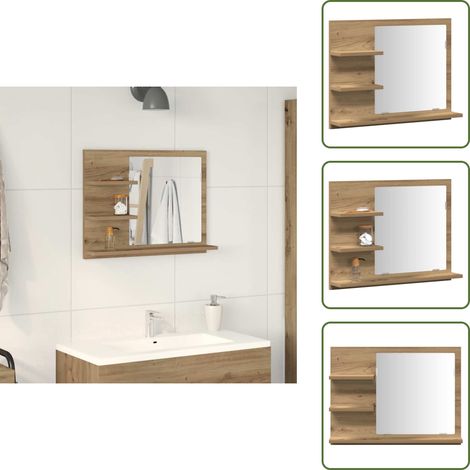 Armadietto a parete - vidaXL Armadietto a Specchio da Bagno Rovere Artigianale 60x10,5x45 cm - Armadietto con specchio