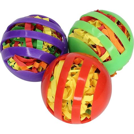 Jouet en plastique en forme de cloche pour oiseaux avec papier coloré, ensemble de 3 jouets pour perroquets