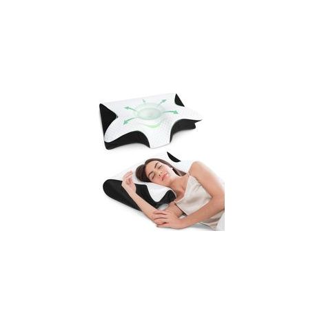 Oreiller Cervical, 2 en 1 Oreiller Memoire Forme pour la Nuque, Oreiller pour Dormir Support pour Dormeurs de Côté, de Dos et sur Le Ventre (1/5)