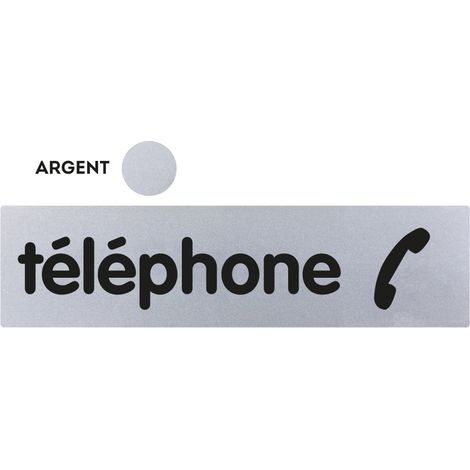 Plaque de porte Téléphone - Classique argent 170x45mm - 4321219