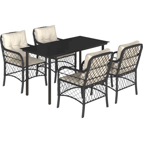 Maison Exclusive - 5-tlg. Garten-Essgruppe mit Kissen Schwarz Pol (1/5)