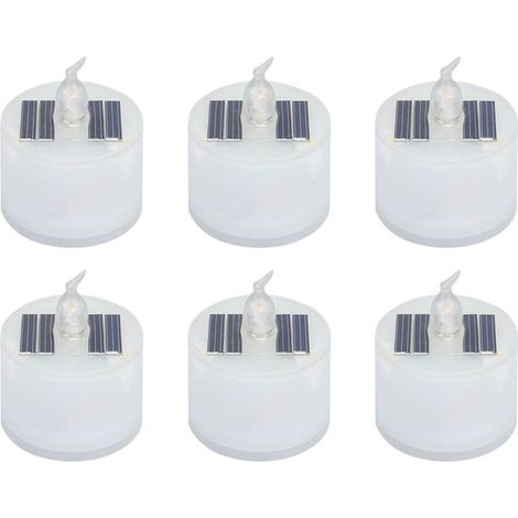 Bougies chauffe-plat solaires d'extérieur, étanches, rechargeables, capteur de lumière intégré, lanterne, décoration de jardin, Camping, maison, 6 pièces (1/5)