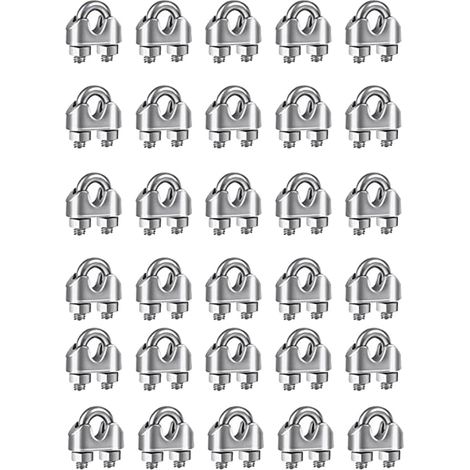30PCS M3 Pince de Serrage de Câble Métallique en Acier Inoxydable pour Système de Garde-Corps de Protection de Corde de de Gréement de Câble Métallique (1/5)