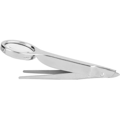 Pinzette con lente d'ingrandimento 10x - Pinzette multifunzionali portatili in acciaio inossidabile con lente d'ingrandimento 10x (1/5)