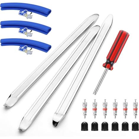 19 palancas para neumáticos de 30 cm con 3 protectores de llanta y 6 válvulas, herramienta de montaje para motocicleta, bicicleta, coche, patinete eléctrico.