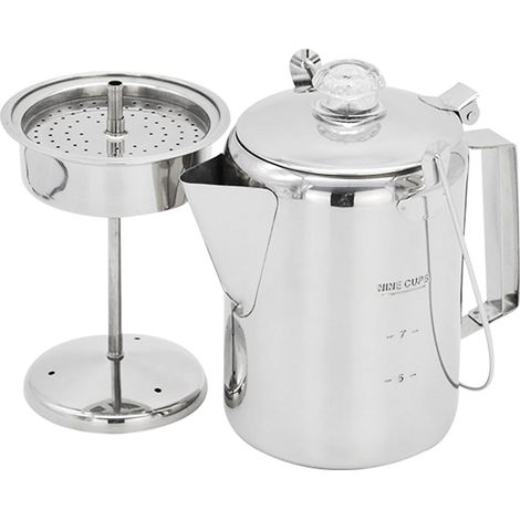 Cafetière en acier inoxydable, 1,2 l, pour l'extérieur, 9 tasses, en acier inoxydable, percolateur pour camping, maison, cuisine (1/5)