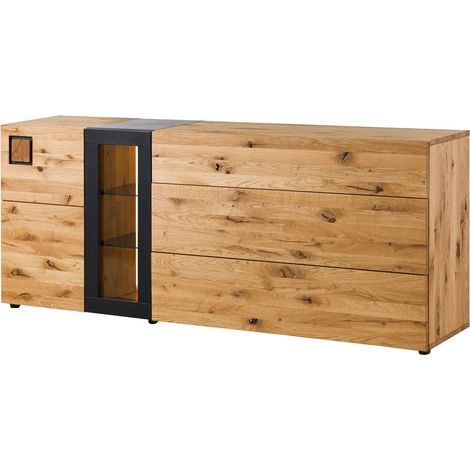 KITZBÜHEL 126 Credenza in legno di quercia selvatica - laccato oliato / naturale 160x43,5x82