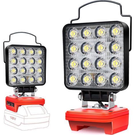 Lampe à piles pour Milwaukee M18 18V, batterie 48W, lampe de travail LED à piles, phare LED lumineux à piles, phare à piles avec chargement Type-C et USB (pile non incluse) (1/5)