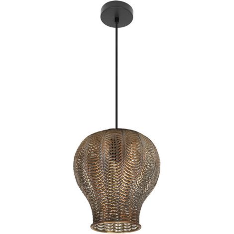 Trikala Pendelleuchte Schwarz/Altleder 1xE27 (40140xØ29x29cm)