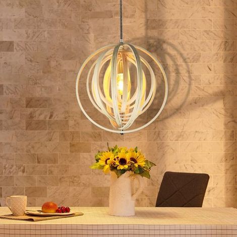 ZMH suspension table à manger bois suspension lampe de salle à manger 1 - 40cm Flamming suspension réglable en hauteur douille E27 - suspension pour salle à manger bar restaurants - sans ampoules