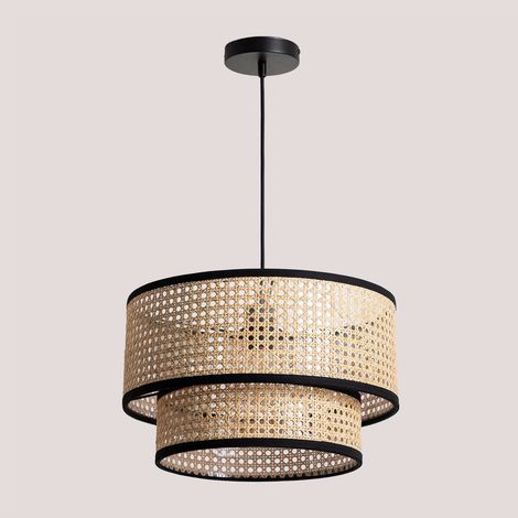 Sklum – Plafonnier Bolgie en rotin synthétique – Vintage – Douille E-27 – Dimensions 171,8 cm x 40,5 cm – Pour intérieur moderne (1/5)