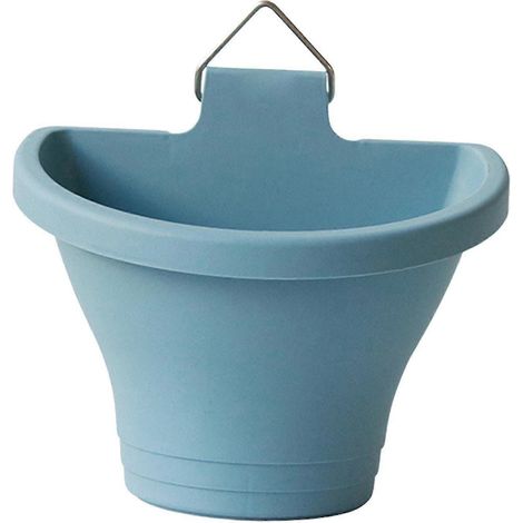 Pot de fleurs mural, vase avec crochet, suspendu avec trou de drainage, jardinière pour la décoration de jardin et de maison-Blue