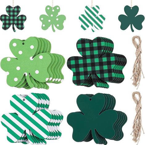 Guirlande De Trèfles En Bois - Décoration Pour La Saint-Patrick - 24 Pièces - 8 cm - Vert (1/5)