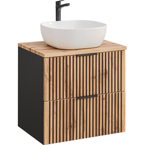 Mobile bagno con lavabo Gaia marrone e nero 60cm (1/5)